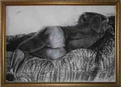 Nude3 Laying is a charcoal drawing of a nude model laying down