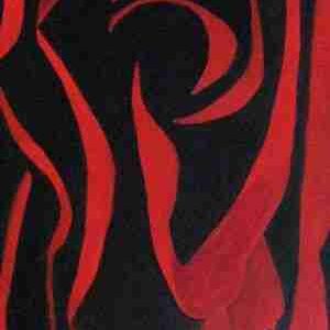 Svelte Red Rose3 is an Elongated painting of a Red Rose on a canvas