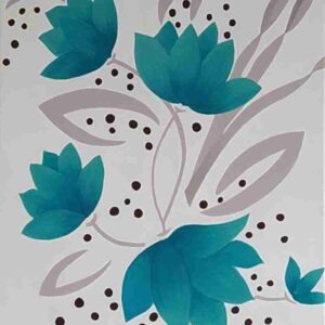 Teal flowers on a cream background