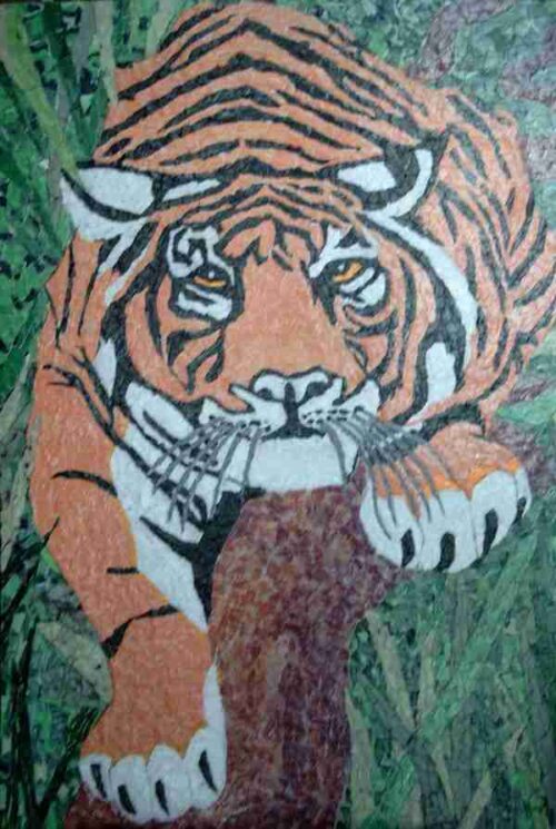 Tiger1 created using tiny pieces of torn paper