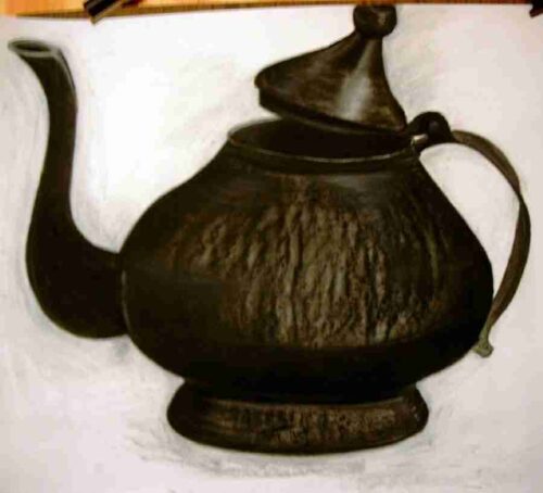 Drawn Teapot using Charcoal on A1 paper