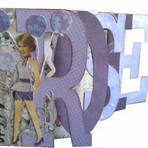 Rosie Birthday card is a personalised, interactive fashion design card with layers that include cut-out models and textured paper for creating custom outfits. The recipient's name is incorporated into the design, making it unique to them. The card encourages creativity, offering an engaging, hands-on experience for aspiring designers to explore their own fashion ideas.