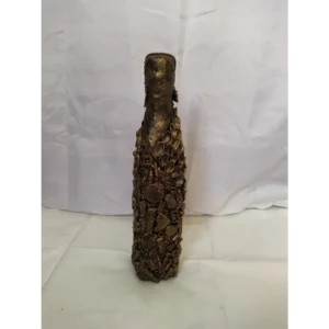 Bronze Bottle, Covered in recycled mixed media, all with a golden bronze finish.