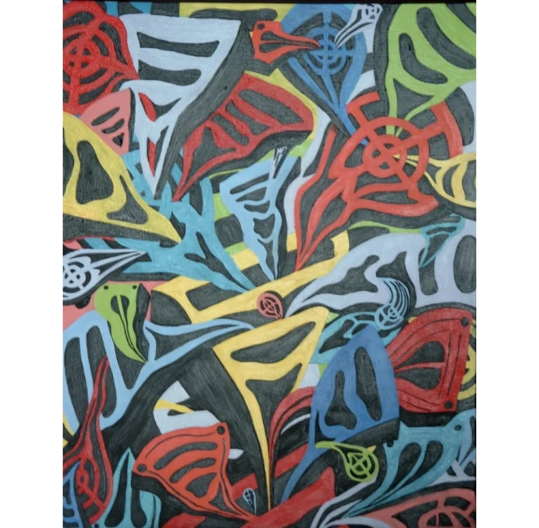 Draining, a spiral of interconnected drains symbolising the flow of unconscious thoughts, blurring the line between reality and imagination