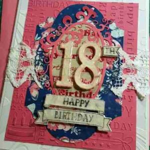 18th Birthday Card, handmade with 3 dimensional number 18.