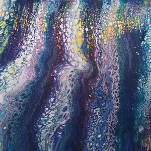 Galleries picture of Calm Seas, acrylic pour with mesmerising bubbles flowing along the currents
