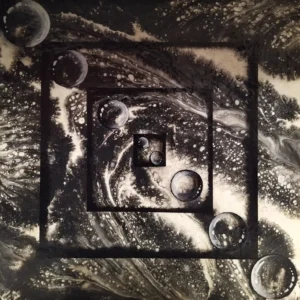 Black Vortex-4 An abstract exploration of the ocean’s power, this black and white acrylic pour painting captures the raw, dynamic energy of crashing waves and swirling currents.