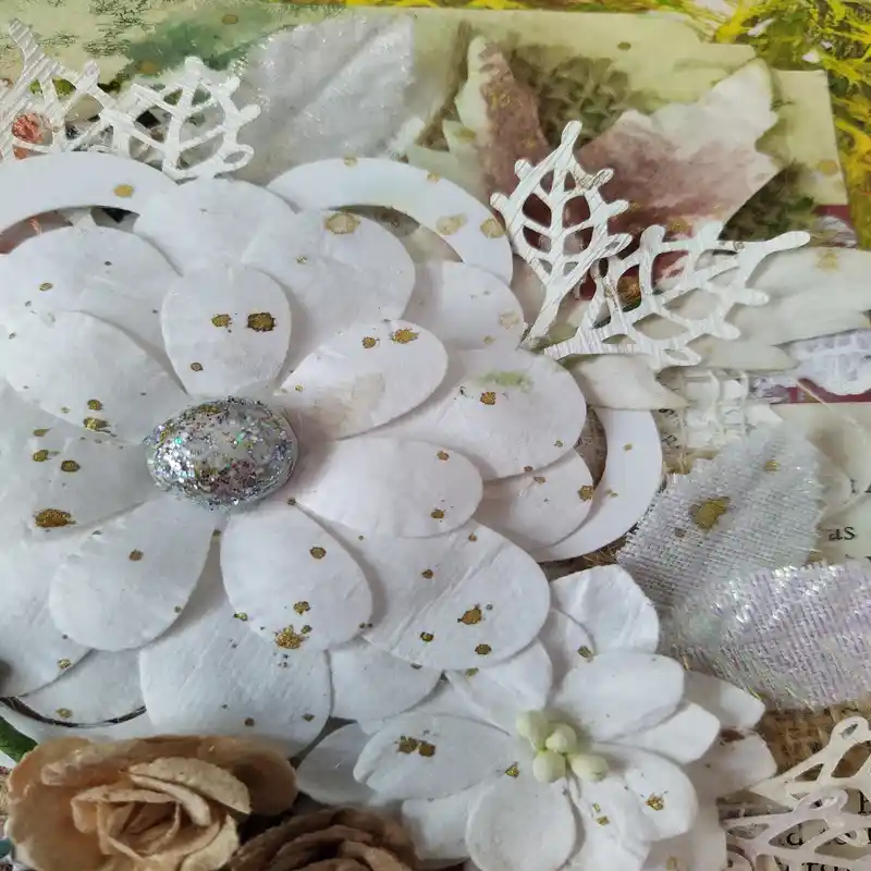 Close up view of a mixed media card that I handmade