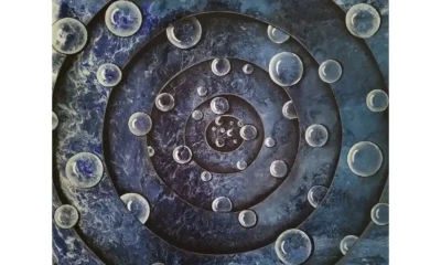 Blue Vortex Blue Vortex, fluid blue currents replace defined spirals, while translucent orbs drift in slow, suspended motion.