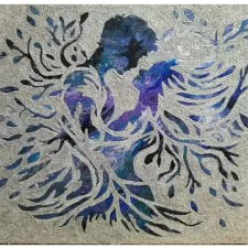2 Between The Breath a commissioned piece where a couple embrace and are about to kiss. Their bodies intertwine and become as nature
